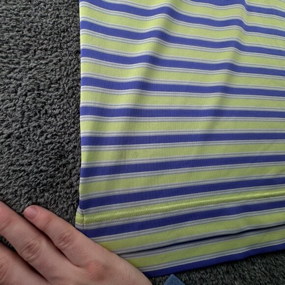Footjoy Men Striped Purple Green Polo Shirt Medium Stretch Golf Adult S/S - Picture 10 of 15